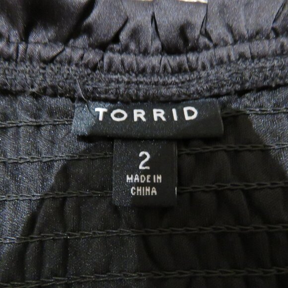 TORRID Mini Lace Smocked Off Shoulder Dress in Black White Evening Whimsigoth - Picture 14 of 15